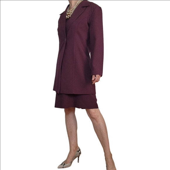 Coutenay Dresses & Skirts - Vintage Blazer and Dress Set Plum color Collared blazer Shift dress Tailored fit